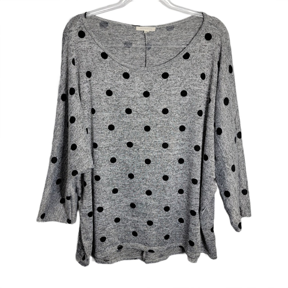 Don't Stop Believing Womens 3X Gray Polka‎ Dot Dolman Sleeve Tunic Top 2513-2XP